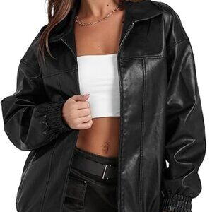 Leather Jacket Women Faux Oversized